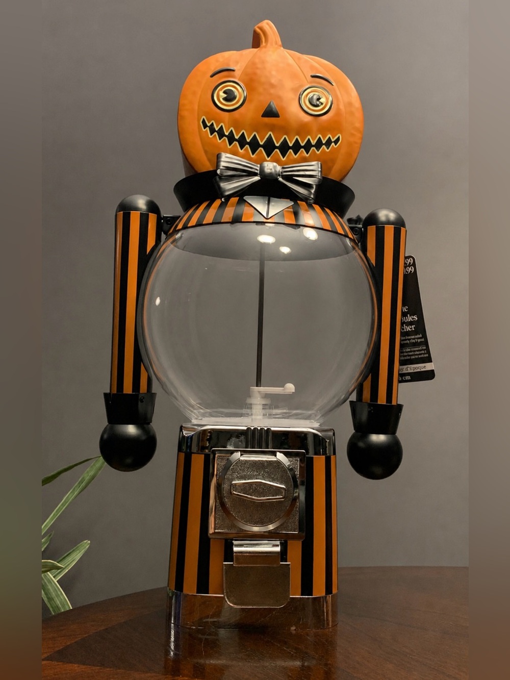 Ashland Orange and Black Halloween Pumpkin Candy Dispenser